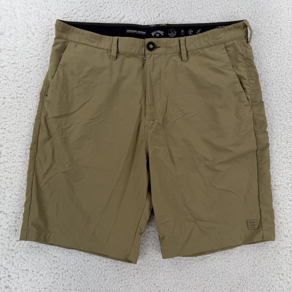 Billabong Surftrek Shorts Mens 36 Beige Microfiber Chino 9 Inseam Quick Dry